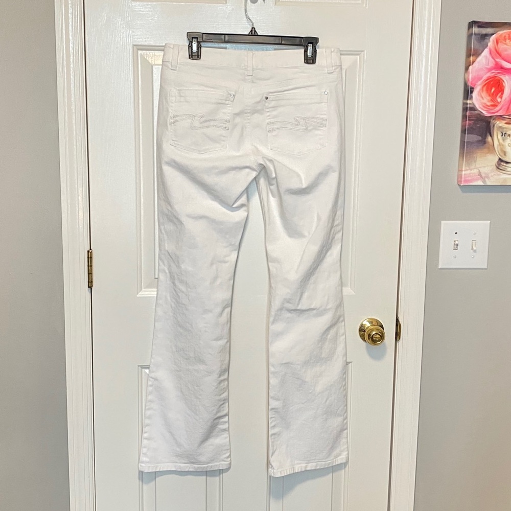 WHBM White Denim Boot Leg Jeans 8 47 - Picture 2 of 7